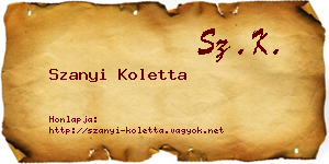 Szanyi Koletta névjegykártya